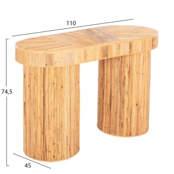 CONSOLE IN OVAL SHAPE GATSBY FK9871 NATURAL RATTAN IN NATURAL COLOR 110x45x74,5Hcm.