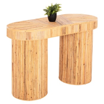CONSOLE IN OVAL SHAPE GATSBY FK9871 NATURAL RATTAN IN NATURAL COLOR 110x45x74,5Hcm.