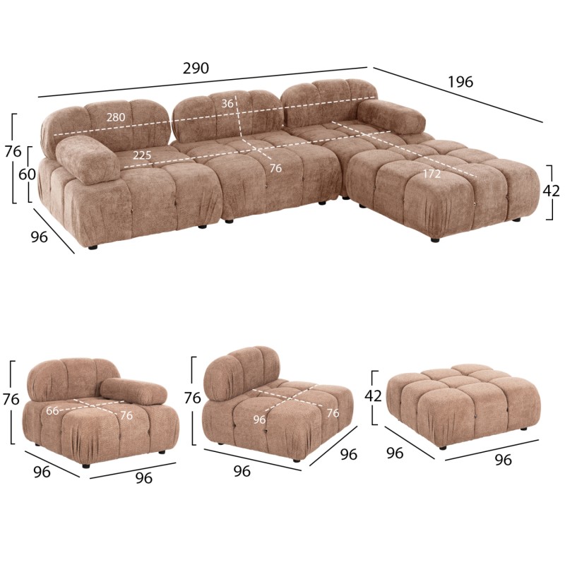POLYMORPHIC SOFA SHIFTER FK6073.01 TEXTURED FABRIC IN LIGHT BROWN COLOR 290x196x76Hcm. POLYMORPHIC SOFA SHIFTER FK6073.01 TEXTURED FABRIC IN LIGHT BROWN COLOR 290x196x76Hcm.