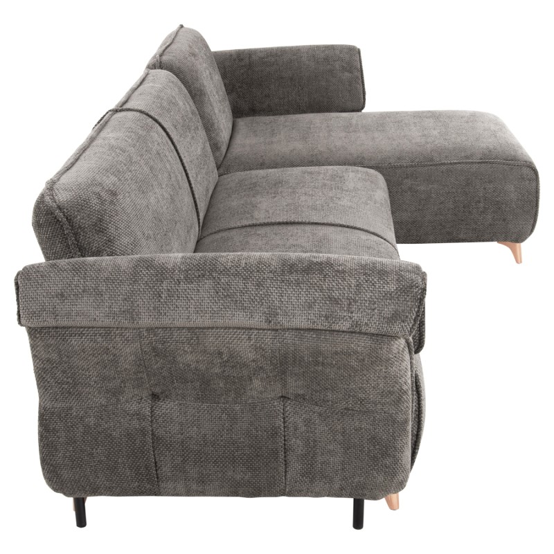 CORNER REVERSIBLE SOFA-BED MAILO FK6071.02 DARK GREY FABRIC-METAL LEGS 300x150x80Hcm.