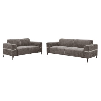 SOFA SET 2PCS FERIN FK6070.02 GREY FABRIC-DARK BROWN METAL LEGS