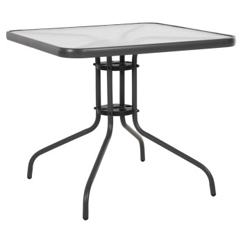 OUTDOOR TABLE SQUARE FIGO FK5972.01 GREY METAL-GLASS TABLETOP 80Χ80Χ71Hcm