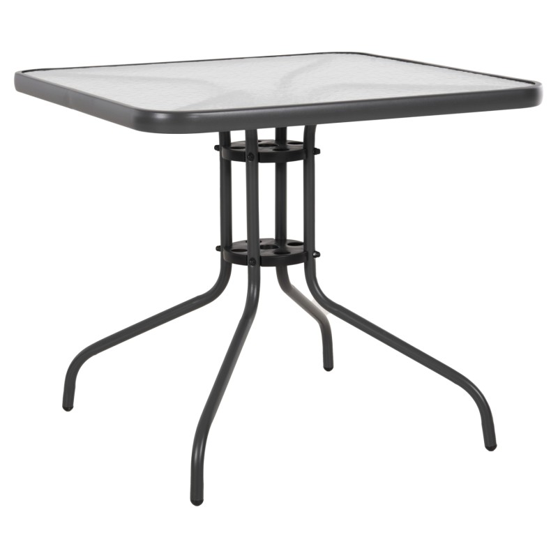OUTDOOR TABLE SQUARE FIGO FK5972.01 GREY METAL-GLASS TABLETOP 80Χ80Χ71Hcm OUTDOOR TABLE SQUARE FIGO FK5972.01 GREY METAL-GLASS TABLETOP 80Χ80Χ71Hcm