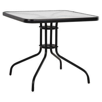 OUTDOOR TABLE SQUARE FIGO FK5972.03 BLACK METAL-GLASS TABLETOP 80Χ80Χ71Hcm