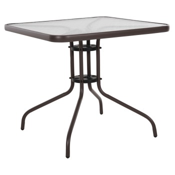 OUTDOOR TABLE SQUARE FIGO FK5972.02 BROWN METAL-GLASS TABLETOP 80Χ80Χ71Hcm