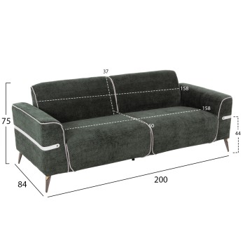 SOFA SET 2PCS FERIN FK6070.03 GREEN FABRIC WITH METAL LEGS SOFA SET 2PCS FERIN FK6070.03 GREEN FABRIC WITH METAL LEGS