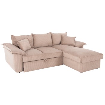 CORNER SOFA-BED WITH STORAGE SPACE ALDO FK3276.01R BEIGE FABRIC 256x91-159x87Hcm.