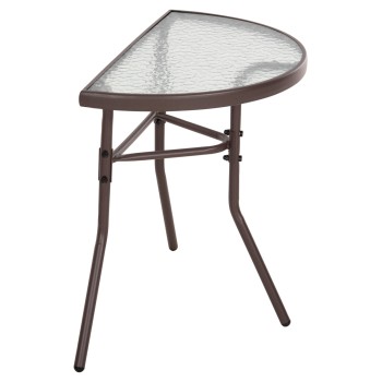 SEMICIRCULAR TABLE LIMA FK5967.02 METAL IN BROWN WITH GLASS TOP 70x40x64,5Hcm.