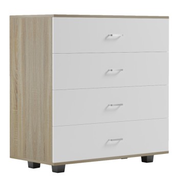 CHEST OF DRAWERS WITH 4 DRAWERS THORG FK8996.04 MELAMINE IN SONAMA-WHITE 80x40x83Hcm.