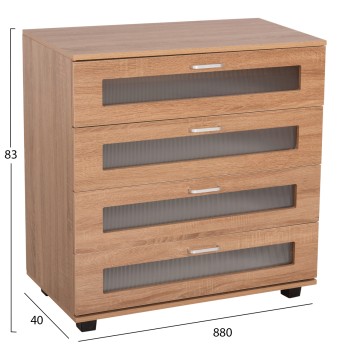 CHEST OF DRAWERS THORGAN FK9880.01 MELAMINE IN SONAMA-4 DRAWERS 80Χ40Χ83Hcm.