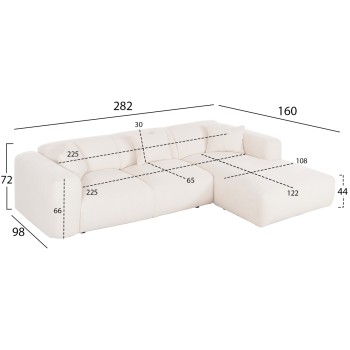 CORNER SOFA BRICKEN FK3275.02R WHITE FABRIC 110-282x98-160x72Hcm.