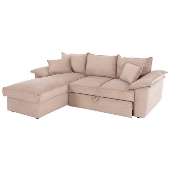 CORNER (LEFT) SOFA-BED WITH STORAGE SPACE ALDO FK3276.01L BEIGE FABRIC 256x91-159x87Hcm.