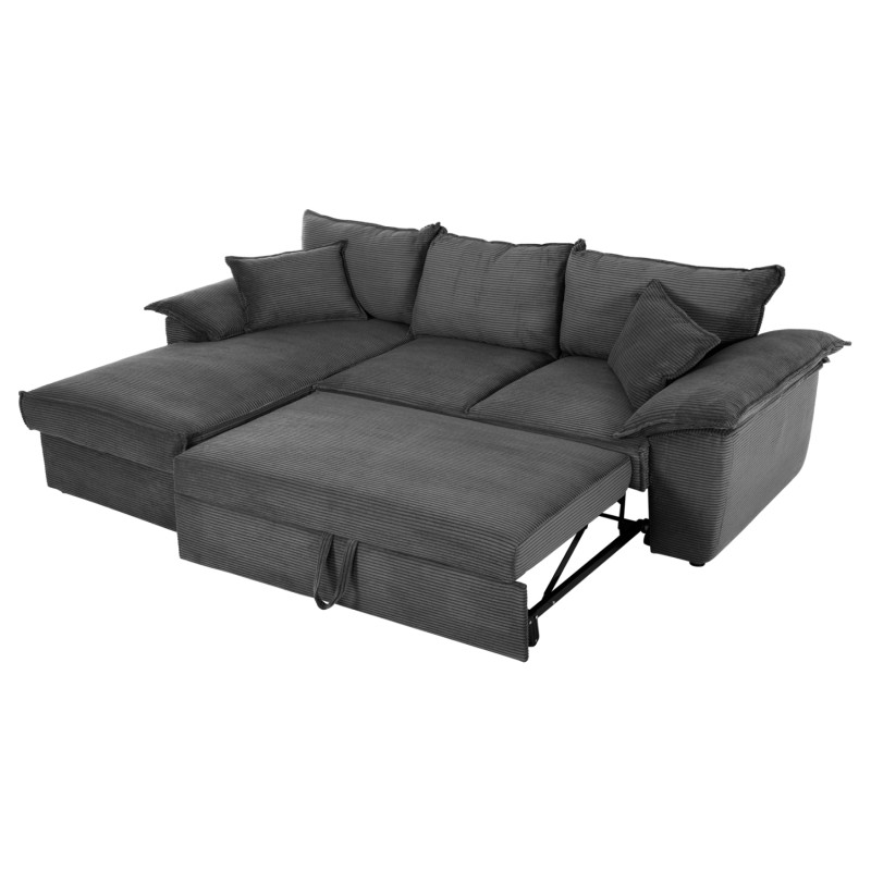 CORNER (LEFT) SOFA-BED WITH STORAGE SPACE ALDO FK3276.02L ANTHRACITE FABRIC 256x91-159x87Hcm. CORNER (LEFT) SOFA-BED WITH STORAGE SPACE ALDO FK3276.02L ANTHRACITE FABRIC 256x91-159x87Hcm.