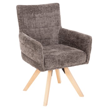 DINING ARMCHAIR GAZER FK9845.03 GREY FABRIC-RUBBERWOOD LEGS 66x63x91Hcm.