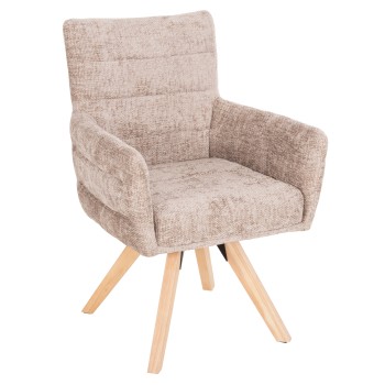 DINING ARMCHAIR GAZER FK9845.04 BEIGE FABRIC-RUBBERWOOD LEGS 66x63x91Hcm.