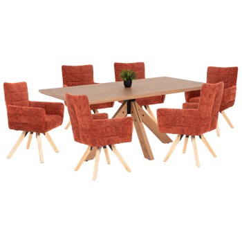 DINING SET INDOORS 7PCS FK21042 TABLE PAOLO & 6 ARMCHAIRS GAZER