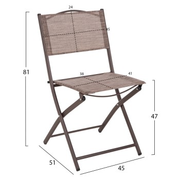 FOLDABLE OUTDOOR CHAIR MAG FK5971.02 BROWN METAL-BROWN TEXTILENE 45x51x81Hcm. FOLDABLE OUTDOOR CHAIR MAG FK5971.02 BROWN METAL-BROWN TEXTILENE 45x51x81Hcm.
