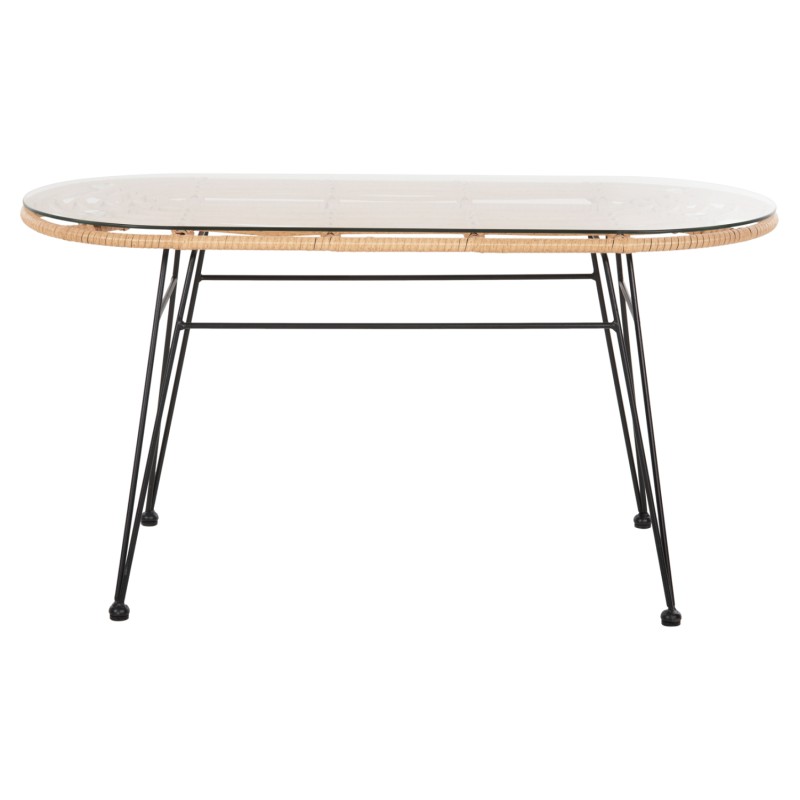 OUTDOOR OVAL COFFEE TABLE ALLEGRA FK5695.11 BEIGE WICKER-BLACK METAL 100x45x51,5Hcm. OUTDOOR OVAL COFFEE TABLE ALLEGRA FK5695.11 BEIGE WICKER-BLACK METAL 100x45x51,5Hcm.