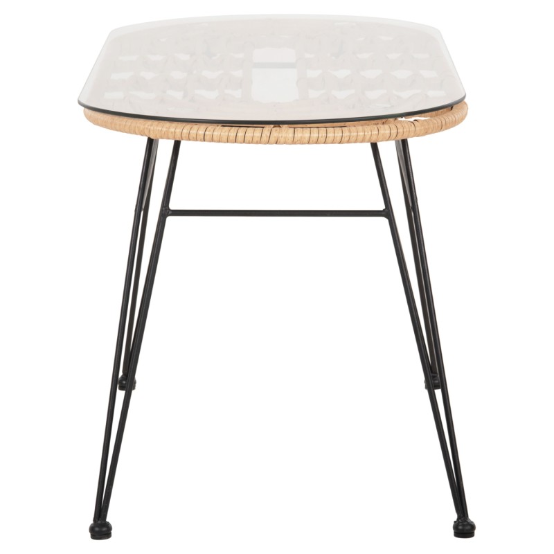 OUTDOOR OVAL COFFEE TABLE ALLEGRA FK5695.11 BEIGE WICKER-BLACK METAL 100x45x51,5Hcm. OUTDOOR OVAL COFFEE TABLE ALLEGRA FK5695.11 BEIGE WICKER-BLACK METAL 100x45x51,5Hcm.