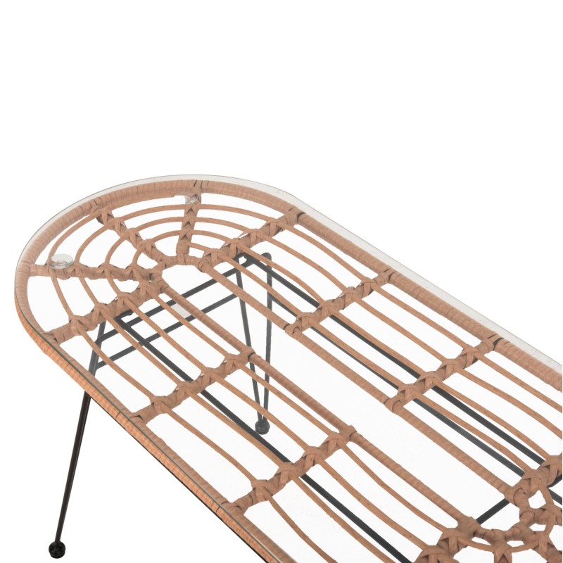 OUTDOOR OVAL COFFEE TABLE ALLEGRA FK5695.11 BEIGE WICKER-BLACK METAL 100x45x51,5Hcm. OUTDOOR OVAL COFFEE TABLE ALLEGRA FK5695.11 BEIGE WICKER-BLACK METAL 100x45x51,5Hcm.