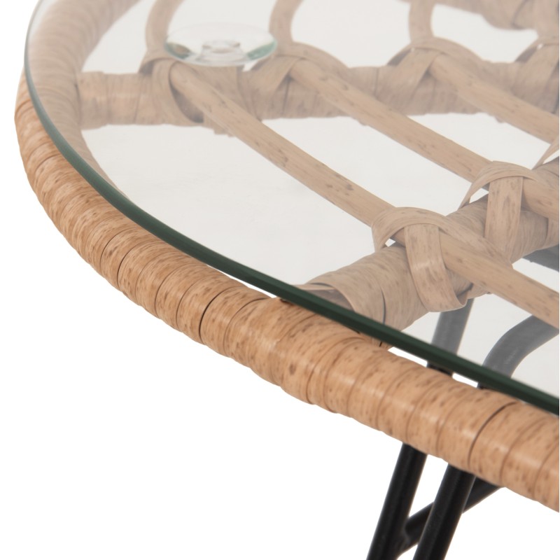 OUTDOOR OVAL COFFEE TABLE ALLEGRA FK5695.11 BEIGE WICKER-BLACK METAL 100x45x51,5Hcm. OUTDOOR OVAL COFFEE TABLE ALLEGRA FK5695.11 BEIGE WICKER-BLACK METAL 100x45x51,5Hcm.