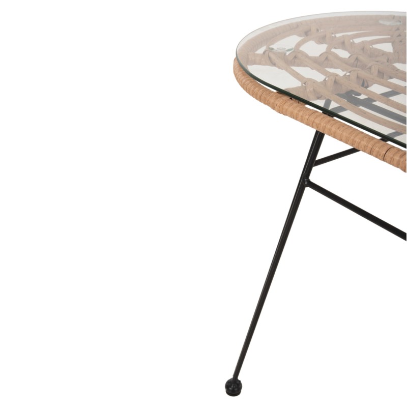 OUTDOOR OVAL COFFEE TABLE ALLEGRA FK5695.11 BEIGE WICKER-BLACK METAL 100x45x51,5Hcm. OUTDOOR OVAL COFFEE TABLE ALLEGRA FK5695.11 BEIGE WICKER-BLACK METAL 100x45x51,5Hcm.