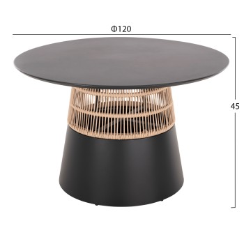 ROUND TABLE SAEID FK6106.01 ALUMINUM IN ANTHRACITE-SYNTHETIC ROPE IN BEIGE Φ120x75Hcm. ROUND TABLE SAEID FK6106.01 ALUMINUM IN ANTHRACITE-SYNTHETIC ROPE IN BEIGE Φ120x75Hcm.