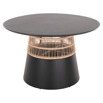 ROUND TABLE SAEID FK6106.01 ALUMINUM IN ANTHRACITE-SYNTHETIC ROPE IN BEIGE Φ120x75Hcm.
