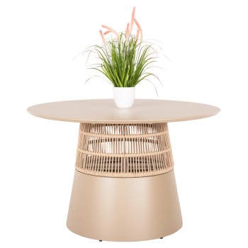 ROUND TABLE SAEID FK6106.04 ALUMINUM IN CHAMPAGNE COLOR-SYNTHETIC ROPE IN BEIGE Φ120x75Hcm.