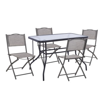 OUTDOOR DINING SET 5PCS MAG FK21033.01 METAL TABLE ΑΔΑΜ  & 4 FOLDABLE CHAIRS-DARK GREY