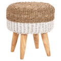 STOOL BEAM FK7827.01 TEAK WOOD AND SEAGRASS RUSH IN NATURAL & WHITE Φ42x46Hcm. STOOL BEAM FK7827.01 TEAK WOOD AND SEAGRASS RUSH IN NATURAL & WHITE Φ42x46Hcm.