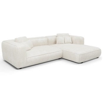CORNER SOFA (RIGHT) 3-SEATER GRACE FK3280.02R WHITE FABRIC 252x105-160x70-90Hcm.