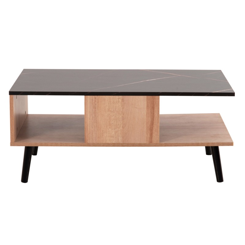 COFFEE TABLE WITH SHELF GUNNEZ FK9036.22 OAK-BLACK MARBLE LOOK 90x54x38,5H cm.