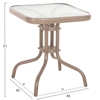 COFFEE TABLE FIGO FK6067.04 METAL IN CHAMPAGNE COLOR-TEMPERED GLASS TOP 45x45x51Hcm. COFFEE TABLE FIGO FK6067.04 METAL IN CHAMPAGNE COLOR-TEMPERED GLASS TOP 45x45x51Hcm.