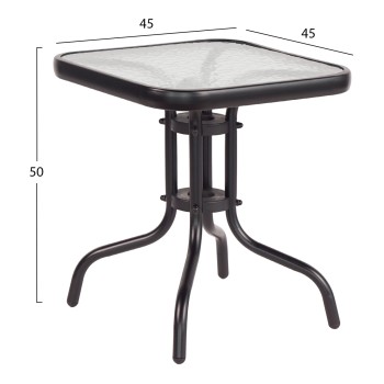 COFFEE TABLE FIGO FK6067.03 METAL IN BLACK-TEMPERED GLASS TOP 45x45x51Hcm.