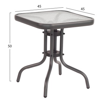 COFFEE TABLE FIGO FK6067.01 METAL IN GREY-TEMPERED GLASS TOP 45x45x51Hcm. COFFEE TABLE FIGO FK6067.01 METAL IN GREY-TEMPERED GLASS TOP 45x45x51Hcm.