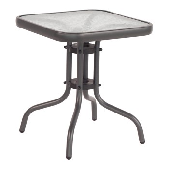 COFFEE TABLE FIGO FK6067.01 METAL IN GREY-TEMPERED GLASS TOP 45x45x51Hcm.