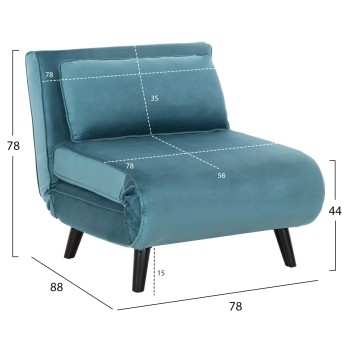ARMCHAIR-BED BRAXTON FK8425.25 MINT-COLORED VELVET 78x88x78Hcm. ARMCHAIR-BED BRAXTON FK8425.25 MINT-COLORED VELVET 78x88x78Hcm.