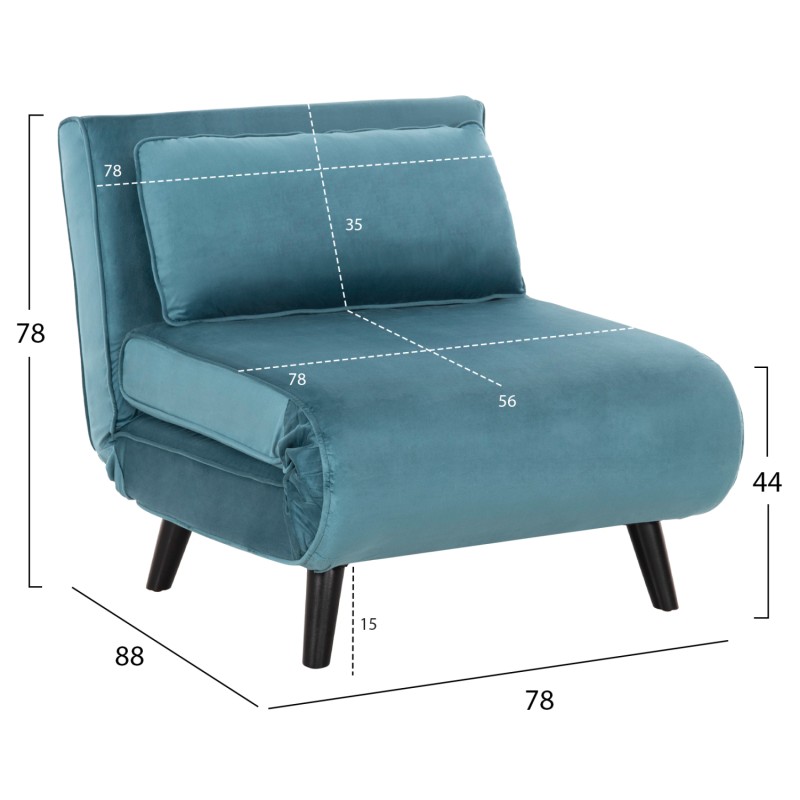 ARMCHAIR-BED BRAXTON FK8425.25 MINT-COLORED VELVET 78x88x78Hcm.