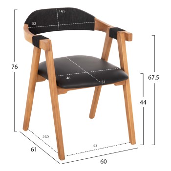 DINING ARMCHAIR RIMINI FK9867.02 TEAK WOOD IN NATURAL-BLACK ROPE & PU SEAT 60x61x76Hcm. DINING ARMCHAIR RIMINI FK9867.02 TEAK WOOD IN NATURAL-BLACK ROPE & PU SEAT 60x61x76Hcm.