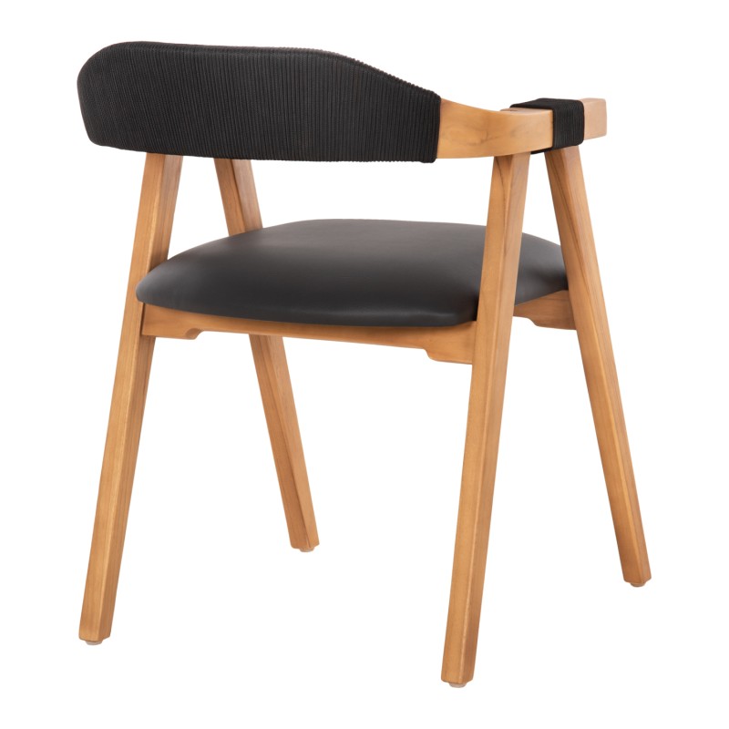 DINING ARMCHAIR RIMINI FK9867.02 TEAK WOOD IN NATURAL-BLACK ROPE & PU SEAT 60x61x76Hcm. DINING ARMCHAIR RIMINI FK9867.02 TEAK WOOD IN NATURAL-BLACK ROPE & PU SEAT 60x61x76Hcm.