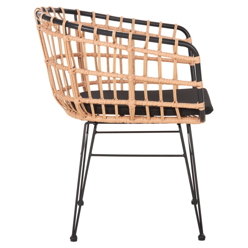 ARMCHAIR OUTDOOR ALLEGRA FK5456.11 METAL&CUSHION BLACK-WICKER BEIGE 58x61x81Hcm. ARMCHAIR OUTDOOR ALLEGRA FK5456.11 METAL&CUSHION BLACK-WICKER BEIGE 58x61x81Hcm.