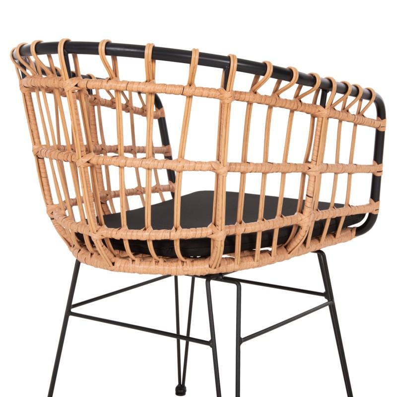ARMCHAIR OUTDOOR ALLEGRA FK5456.11 METAL&CUSHION BLACK-WICKER BEIGE 58x61x81Hcm. ARMCHAIR OUTDOOR ALLEGRA FK5456.11 METAL&CUSHION BLACK-WICKER BEIGE 58x61x81Hcm.