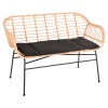 OUTDOOR BENCH WITH ARMS ALLEGRA FK6077 BLACK METAL-P.E. RATTAN IN BEIGE 120x62x80Hcm.