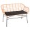 OUTDOOR BENCH WITH ARMS ALLEGRA FK6077 BLACK METAL-P.E. RATTAN IN BEIGE 120x62x80Hcm.