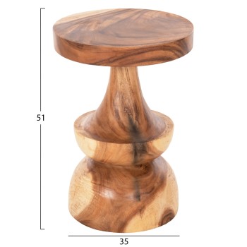 SIDE TABLE BERMAN FK9902 SOLID SUAR WOOD IN NATURAL Φ35x51Hcm.