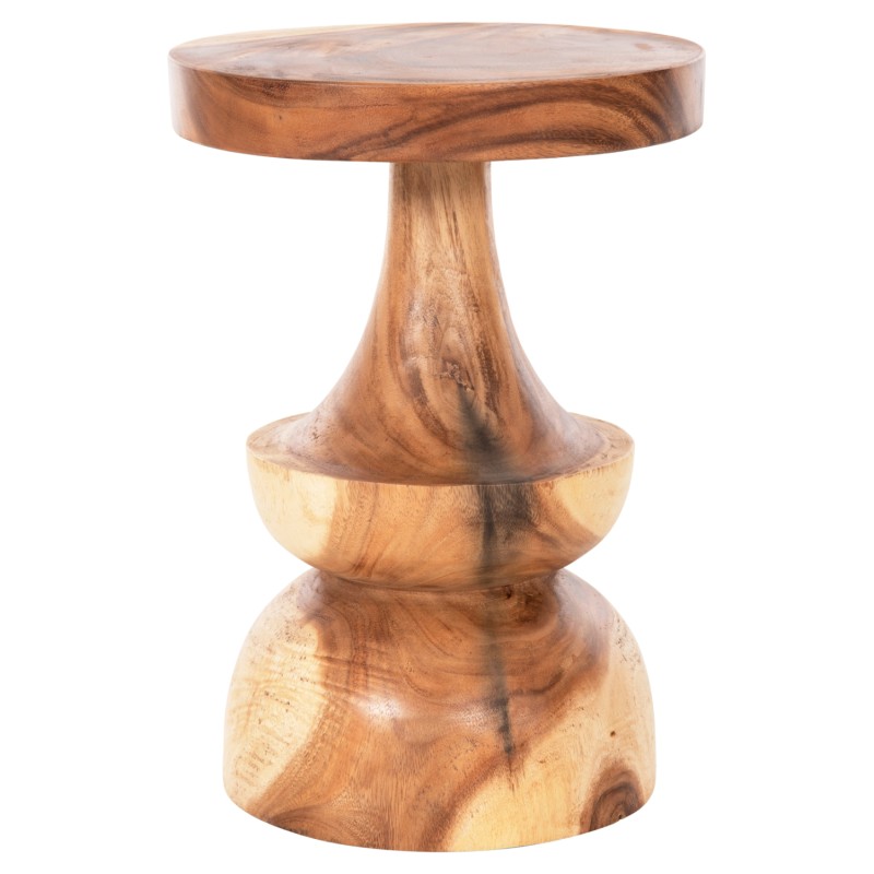 SIDE TABLE BERMAN FK9902 SOLID SUAR WOOD IN NATURAL Φ35x51Hcm.