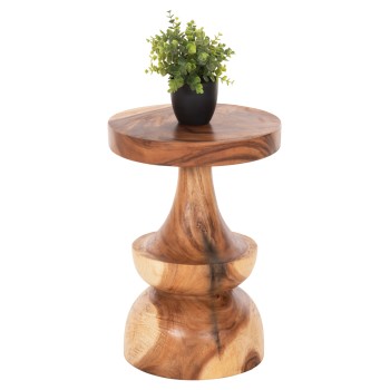SIDE TABLE BERMAN FK9902 SOLID SUAR WOOD IN NATURAL Φ35x51Hcm.