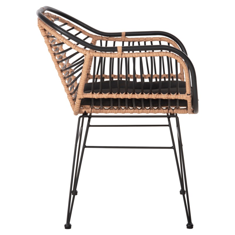 OUTDOOR ARMCHAIR ALLEGRA FK5663.11 METAL FRAME-P.E.RATTAN IN BEIGE & BLACK 58x59x81Hcm. OUTDOOR ARMCHAIR ALLEGRA FK5663.11 METAL FRAME-P.E.RATTAN IN BEIGE & BLACK 58x59x81Hcm.