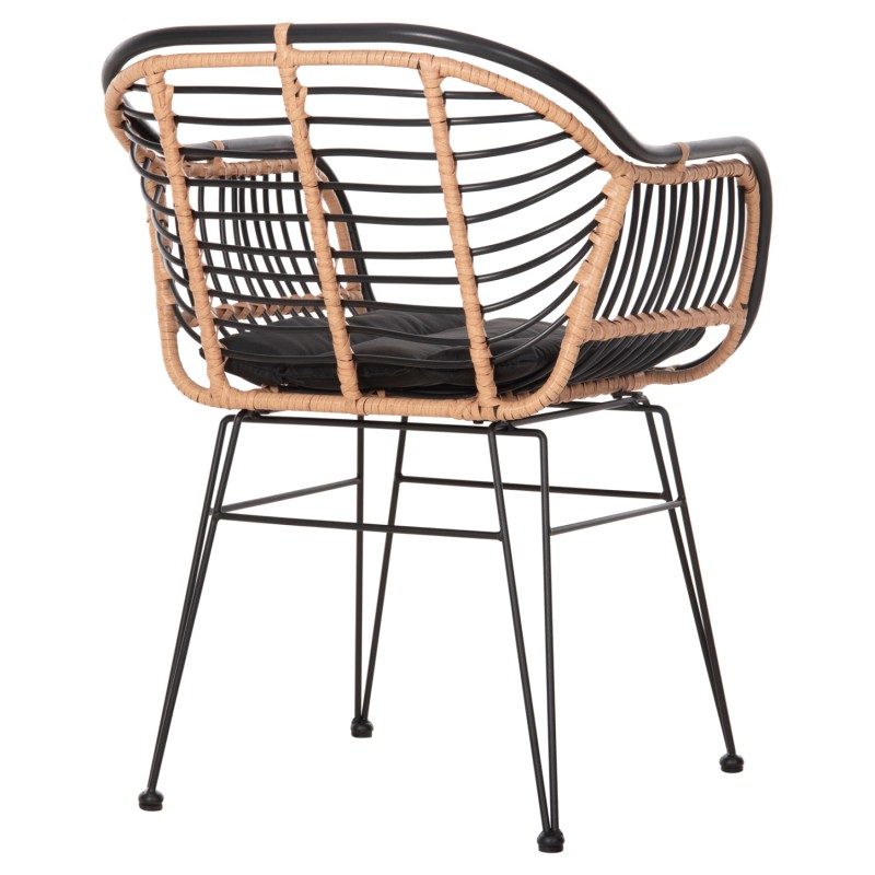 OUTDOOR ARMCHAIR ALLEGRA FK5663.11 METAL FRAME-P.E.RATTAN IN BEIGE & BLACK 58x59x81Hcm. OUTDOOR ARMCHAIR ALLEGRA FK5663.11 METAL FRAME-P.E.RATTAN IN BEIGE & BLACK 58x59x81Hcm.